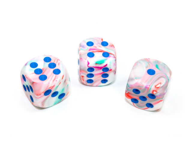 Chessex D6 Dice Festive 16mm w/pips Pop Art/blue d6