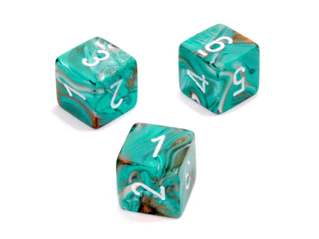 Chessex D6 Dice Marble Polyhedral Oxi-Copper/white d6