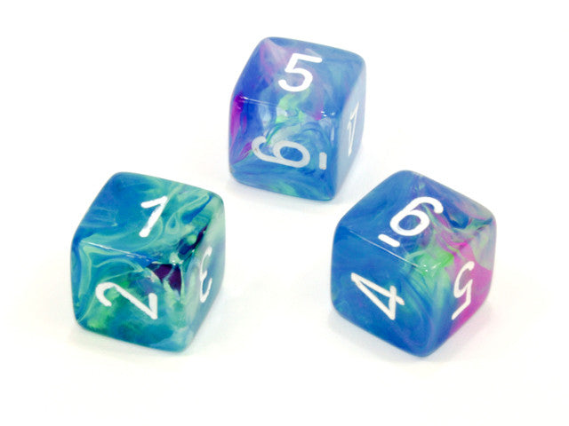 Chessex D6 Dice Festive Polyhedral Waterlily/white d6