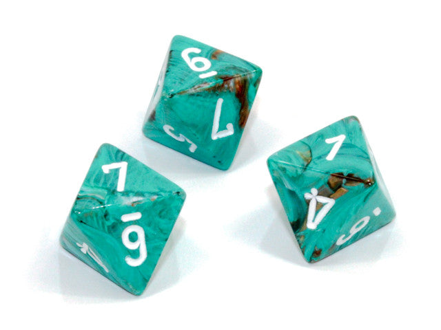 Chessex D8 Dice Marble Polyhedral Oxi-Copper/white d8