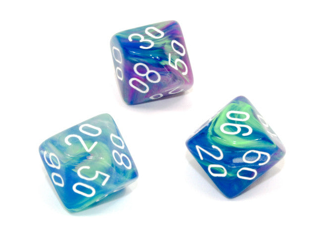 Chessex Tens 10 Dice Festive Polyhedral Waterlily/white Tens 10