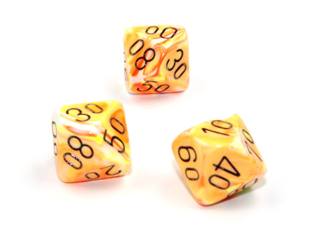 Chessex Tens 10 Dice Festive Polyhedral Sunburst/black Tens 10