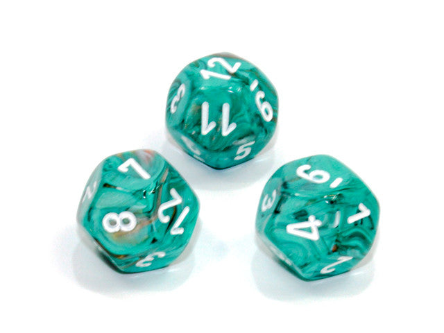 Chessex D12 Dice Marble Polyhedral Oxi-Copper/white d12