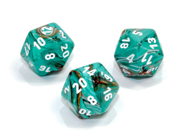 Chessex D20 Dice Marble Polyhedral Oxi-Copper/white d20