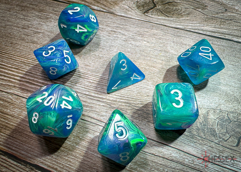 Chessex D7-Die Set Festive Polyhedral Waterlily/white 7-Die set