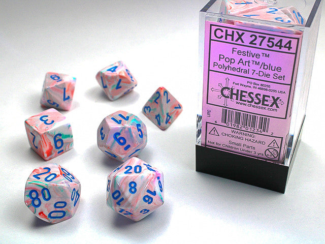 Chessex D7-Die Set Festive Polyhedral Pop Art/blue 7-Die set