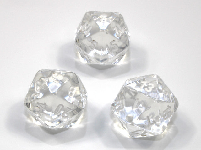 Chessex D20 Dice Translucent Polyhedral Clear/white d20