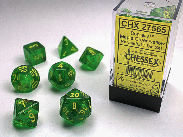 Chessex D7-Die Set Borealis Polyhedral Maple Green/yellow 7-Die Set