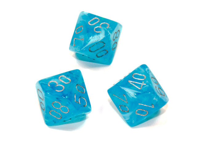 Chessex Tens 10 Dice Luminary Polyhedral Sky/silver Tens 10