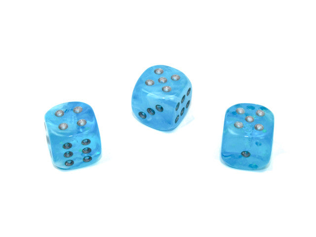 Chessex D6 Dice Luminary 12mm w/pips Sky/silver d6