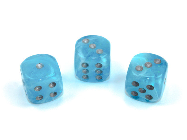 Chessex D6 Dice Luminary 16mm w/pips Sky/silver d6
