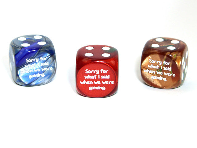 Chessex D6 Dice Sorry d6 (Custom engraved)