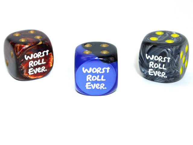 Chessex D6 Dice Worst Roll d6 (Custom engraved)