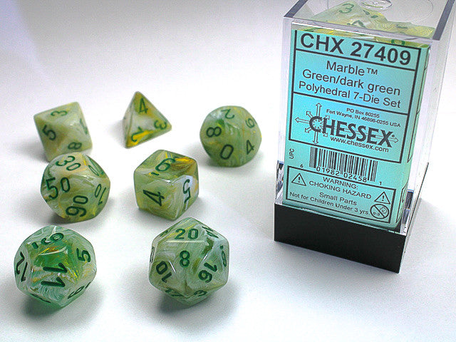 Chessex D7-Die Set Marble Polyhedral Green/dark green 7-Die Set