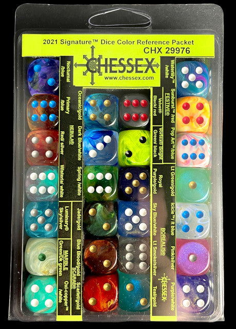 Chessex 2021 Signature Dice Color Reference Packet