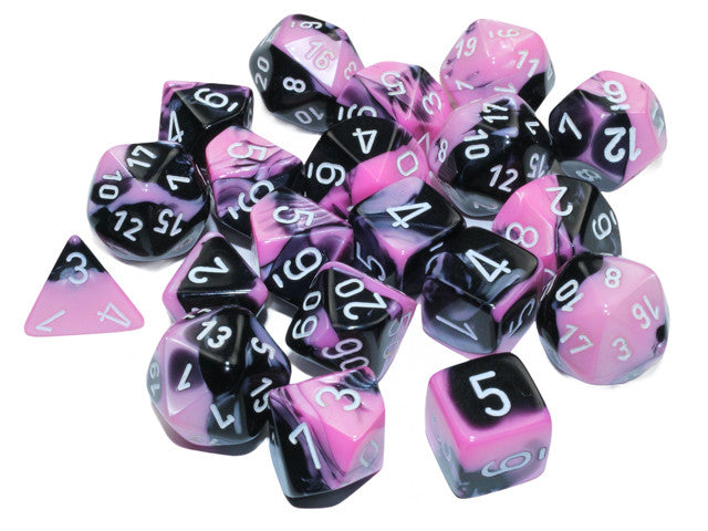 Chessex Gemini Bag of 20 Polyhedral Black-Pink/white Dice