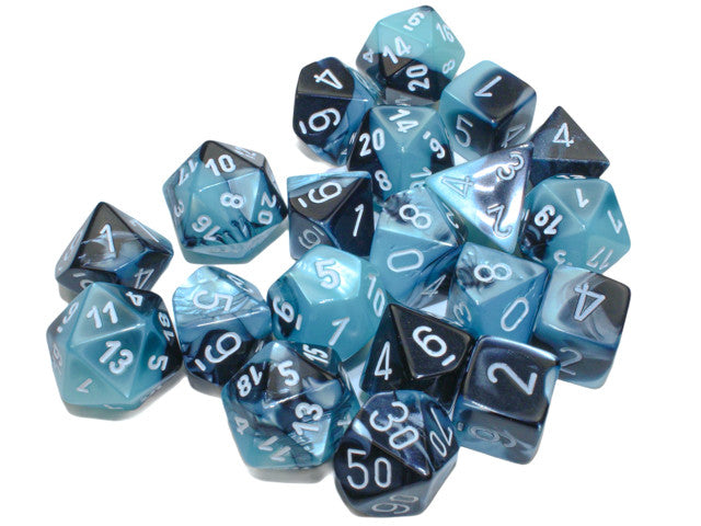 Chessex Gemini Bag of 20 Polyhedral Black-Shell w/white Dice
