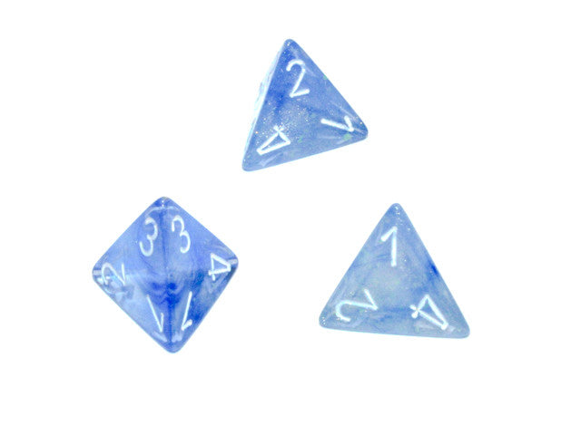Chessex D4 Dice Borealis Polyhedral Sky Blue/white Luminary d4