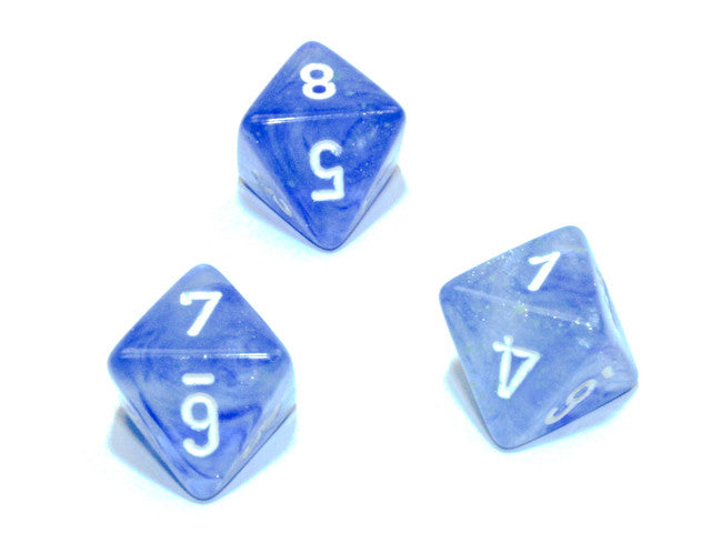 Chessex D8 Dice Borealis Polyhedral Sky Blue/white Luminary d8
