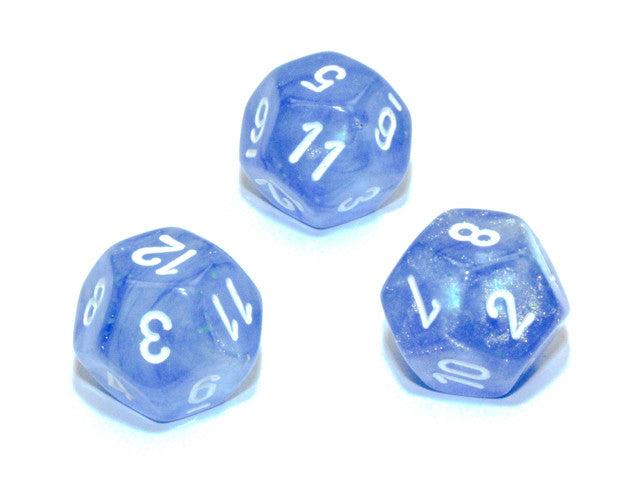 Chessex D12 Dice Borealis Polyhedral Sky Blue/white Luminary d12