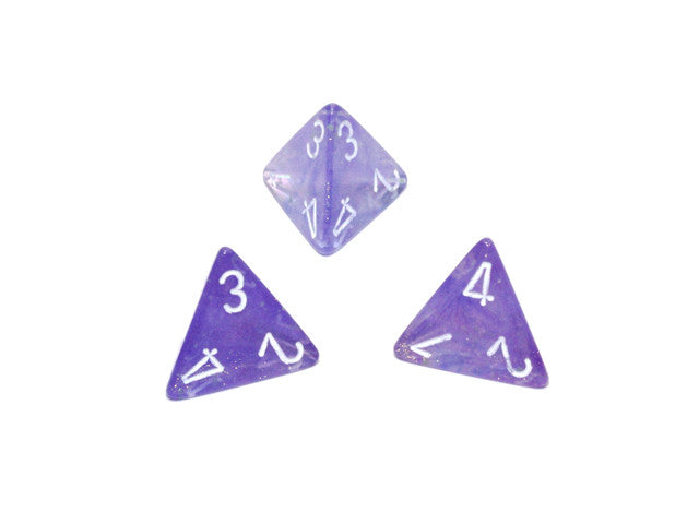 Chessex D4 Dice Borealis Polyhedral Purple/white Luminary d4