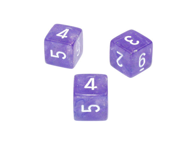 Chessex D6 Dice Borealis Polyhedral Purple/white Luminary d6 w/#s