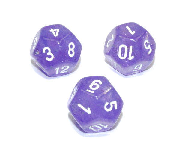 Chessex D12 Dice Borealis Polyhedral Purple/white Luminary d12