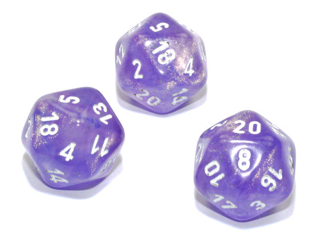 Chessex D20 Dice Borealis Polyhedral Purple/white Luminary d20