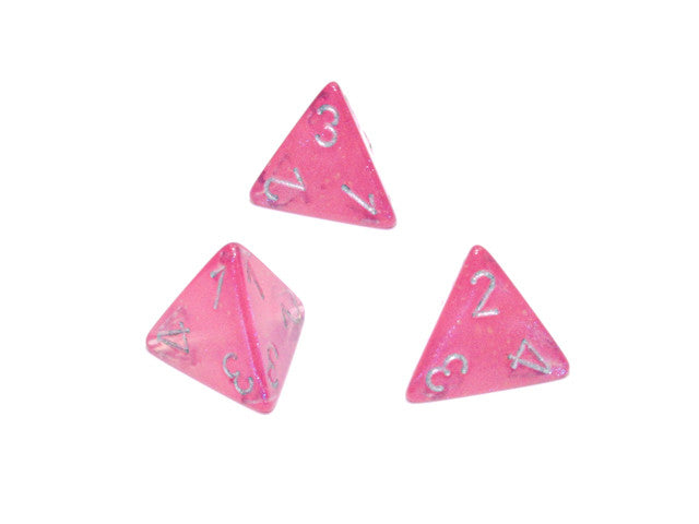 Chessex D4 Dice Borealis Polyhedral Pink/silver Luminary d4
