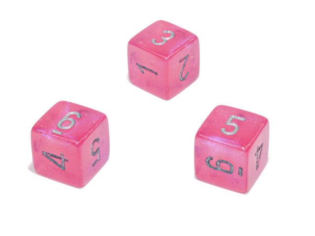 Chessex D6 Dice Borealis Polyhedral Pink/silver Luminary d6 w/#s