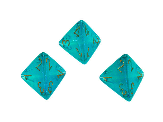 Chessex D4 Dice Borealis Polyhedral Teal/gold Luminary d4