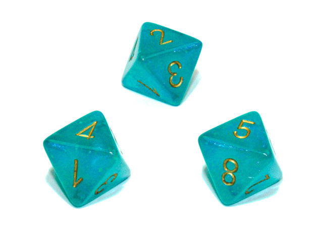 Chessex D8 Dice Borealis Polyhedral Teal/gold Luminary d8
