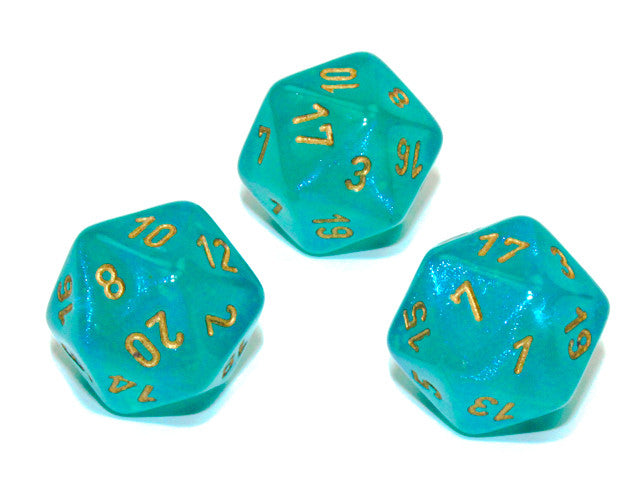 Chessex D20 Dice Borealis Polyhedral Teal/gold Luminary d20