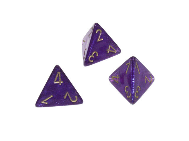 Chessex D4 Dice Borealis Polyhedral Royal Purple/gold Luminary d4