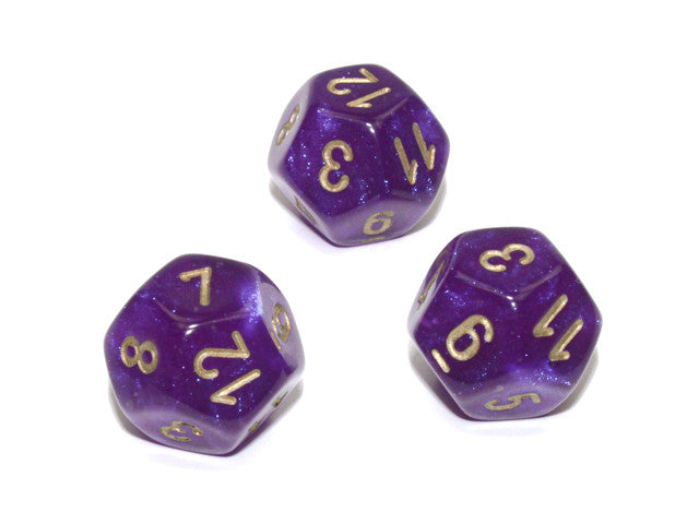 Chessex D12 Dice Borealis Polyhedral Royal Purple/gold Luminary d12