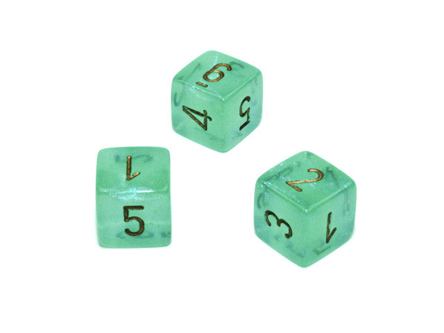 Chessex D6 Dice Borealis Polyhedral Light Green/gold Luminary d6 w/#s
