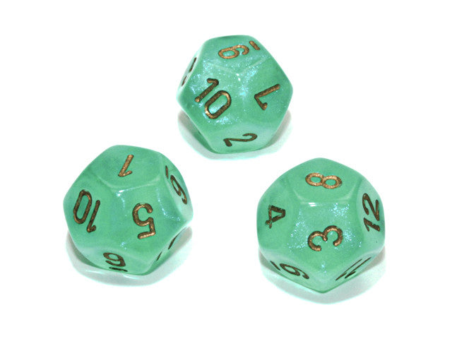 Chessex D12 Dice Borealis Polyhedral Light Green/gold Luminary d12