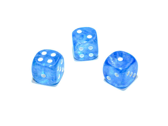 Chessex D6 Dice Borealis 12mm w/pips Sky Blue/white Luminary d6
