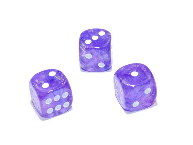 Chessex D6 Dice Borealis 12mm w/pips Purple/white Luminary d6