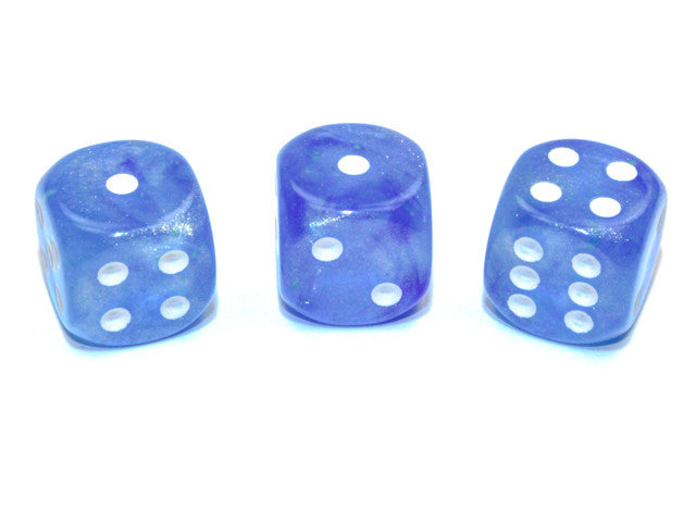 Chessex D6 Dice Borealis 16mm w/pips Sky Blue/white Luminary d6
