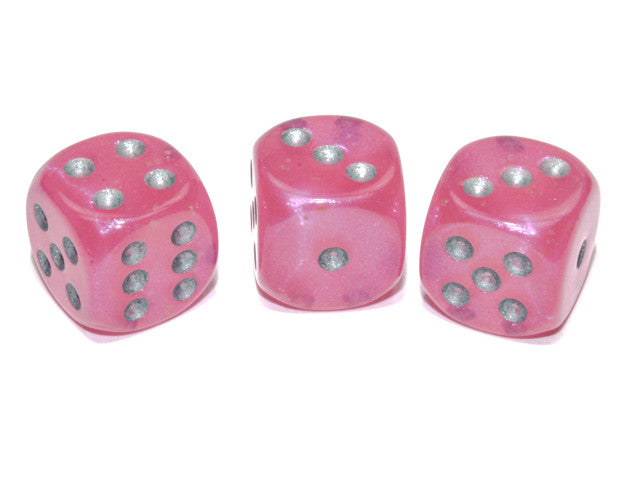 Chessex D6 Dice Borealis 16mm w/pips Pink/silver Luminary d6