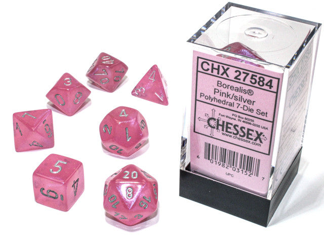 Chessex D7-Die Set Borealis Polyhedral Pink/silver Luminary 7-Die Set