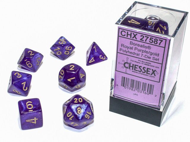 Chessex D7-Die Set Borealis Polyhedral Royal Purple/gold Luminary 7-Die Set