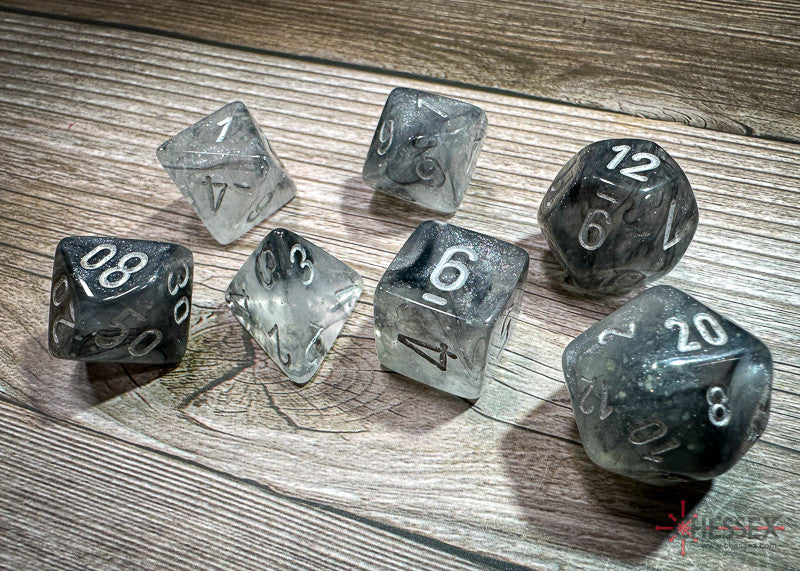 Chessex D7-Die Set Borealis Polyhedral Light Smoke/silver Luminary 7-Die Set