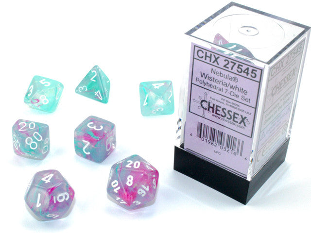 Chessex D7-Die Set Nebula Polyhedral Wisteria/white Luminary 7-Die Set