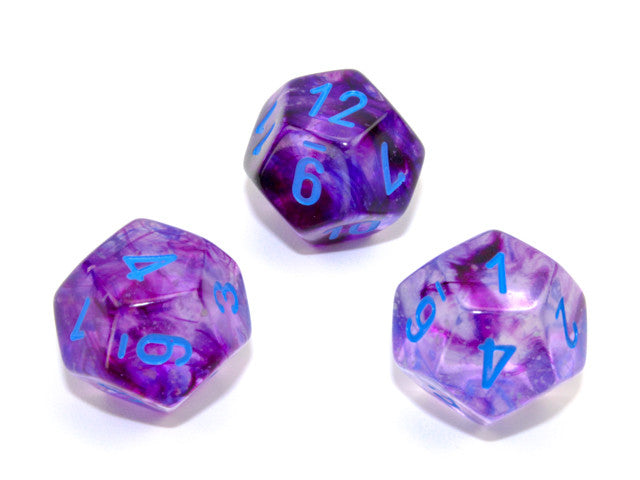 Chessex D12 Dice Nebula Polyhedral Nocturnal/blue Luminary d12