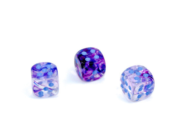 Chessex D6 Dice Nebula 12mm w/pips Nocturnal/blue Luminary d6