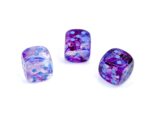Chessex D6 Dice Nebula 16mm w/pips Nocturnal/blue Luminary d6