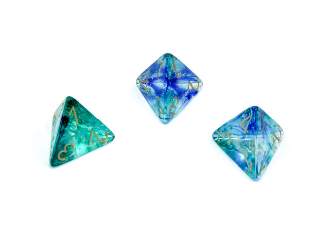 Chessex D4 Dice Nebula Polyhedral Oceanic/gold Luminary d4