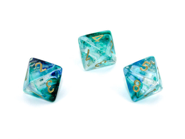 Chessex D8 Dice Nebula Polyhedral Oceanic/gold Luminary d8